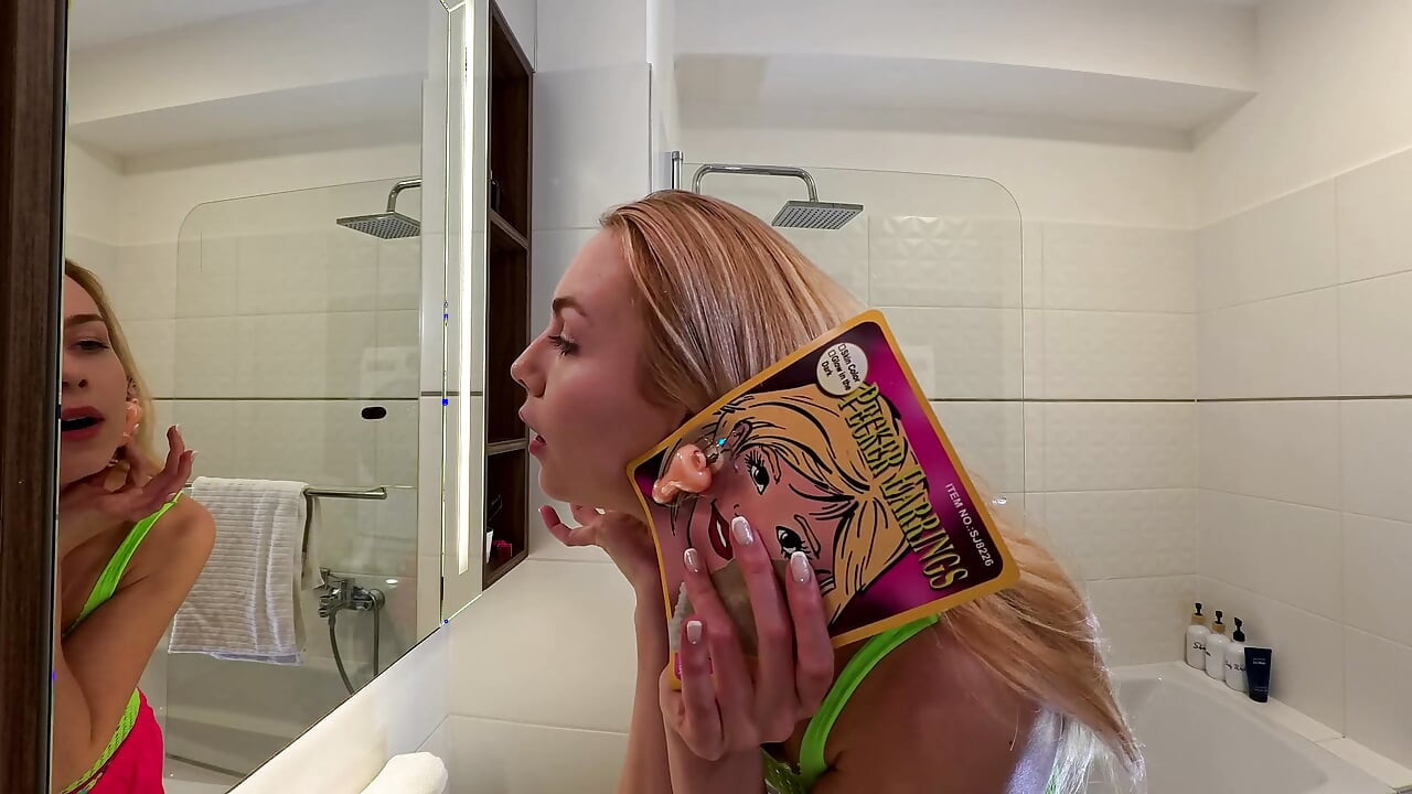 Raver girl comes from EDM Music Festival to change her slutty outfit by taking it off to flash hairy pussy and naked ass