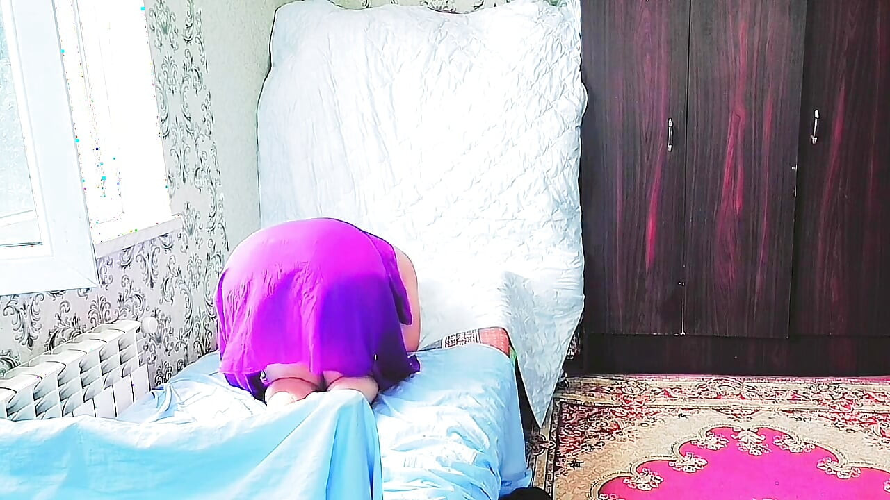 Playful femboy peeking from behind lace curtain