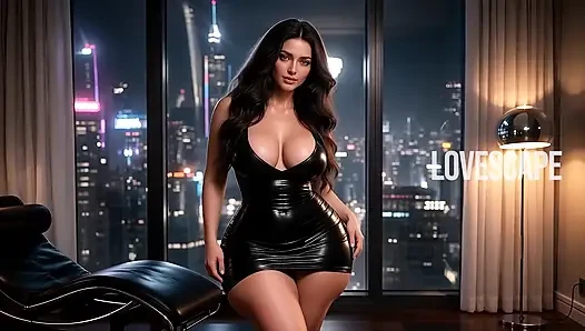 Brunette lateks panas menjadi liar di kamar hotel (ai)