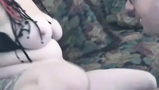 Busty tattooed BBW rides cock then gets jizzed