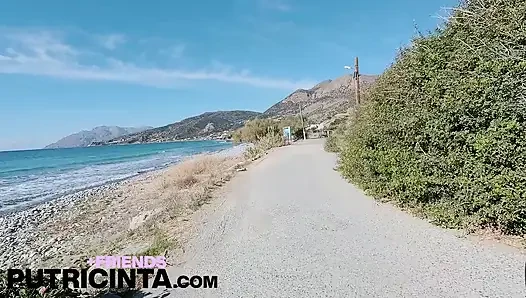 Putri Cinta Shows Off Hard Round Tits Along The Beach Shore