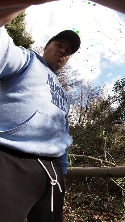 Horny jock strips in the forest and talks dirty while stroking sweaty hairy and uncut Part 1