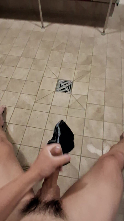 Young german Teen cums a lot in public locker room on his underwear