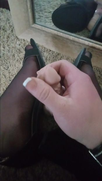 Teasing daddy's cock in heels