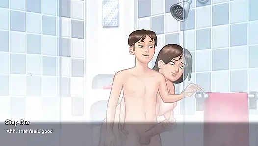 Tante seksi ini lagi asik ngocok kontol dan mandi di game PC