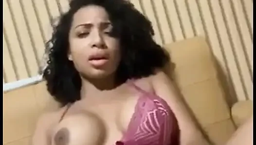 My girlfriend caresses her alone in her room