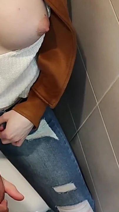 Jaw-dropping moment from "PoV : Horny College Girl Sucks Her Teacher's Cock In The Bathroom"