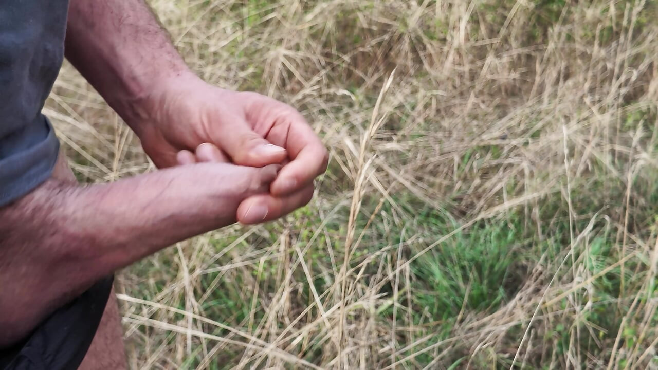 outdoor piss with my uncut xl dick, walking around with soft cock