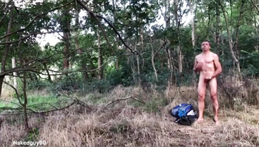Naked Dude Cruisung in the Woods