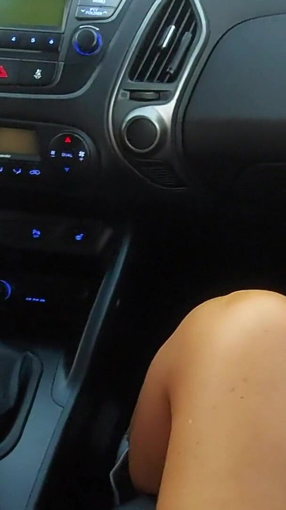Mature aunt teases her stepson with her sexy legs in the car. | Clip 1
