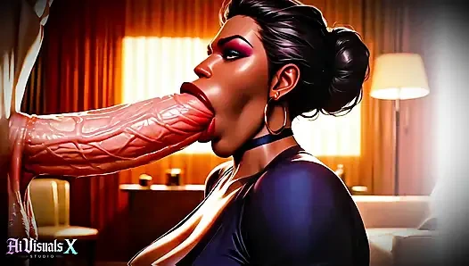 Big Ass Ebony Milfs - Blowjob and Fucking - Animated Porn (ASMR Sounds) (4K AI Generated)