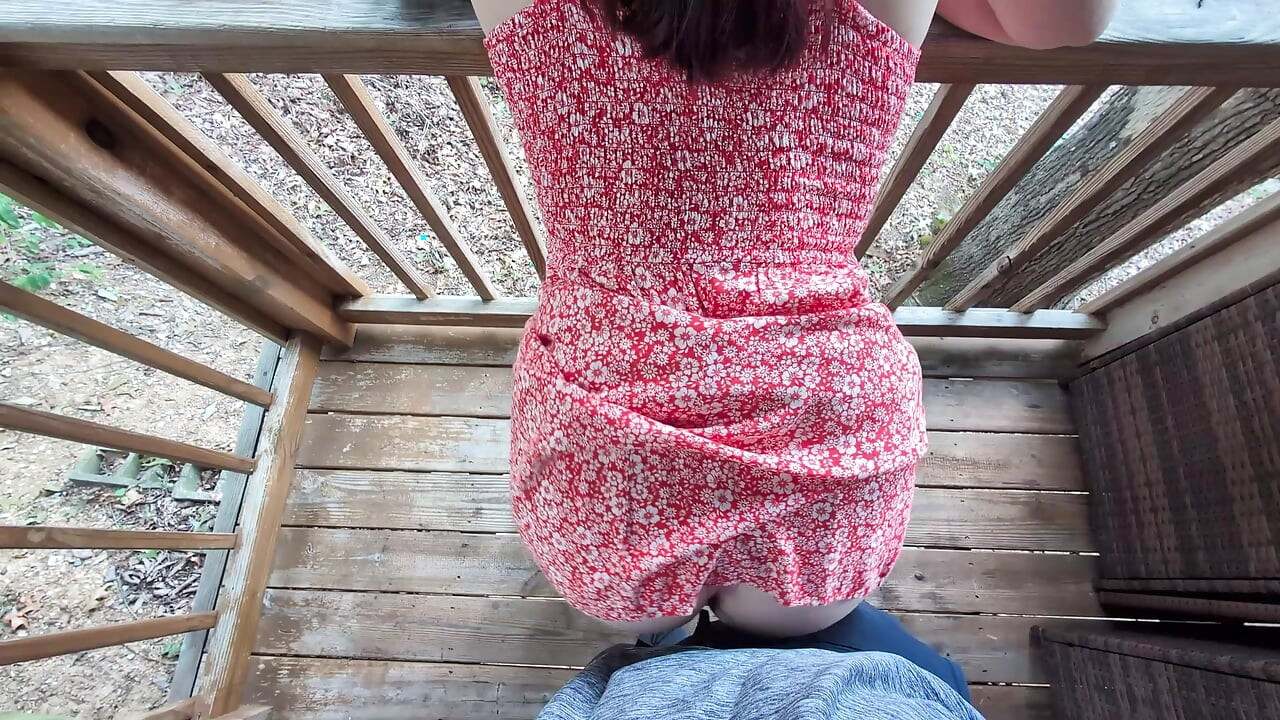 POV lap dance from redhead in summer dress