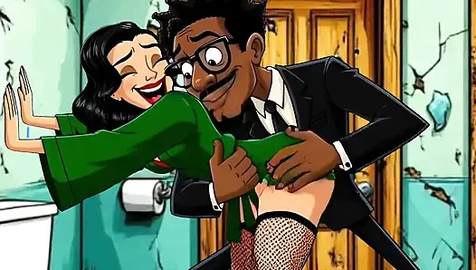 Шлюшку-жену Трахнули В Грязном Публичном Туалете. Мультфильм