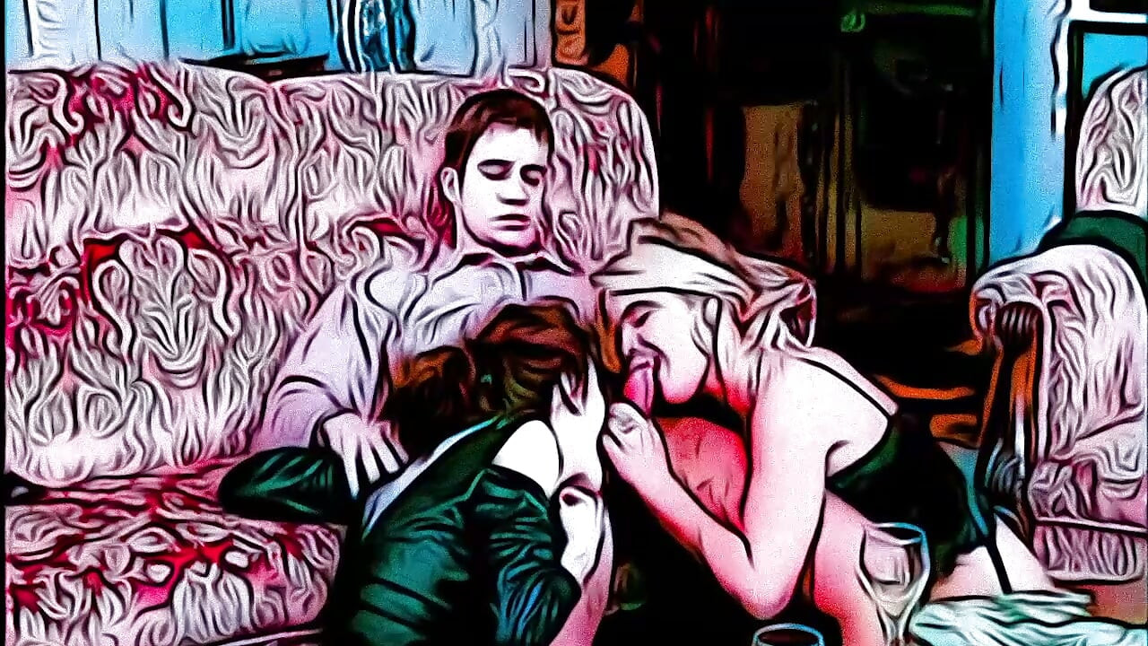 Porn-Art n.3 - Pop Art Orgy at home (AI-generated)