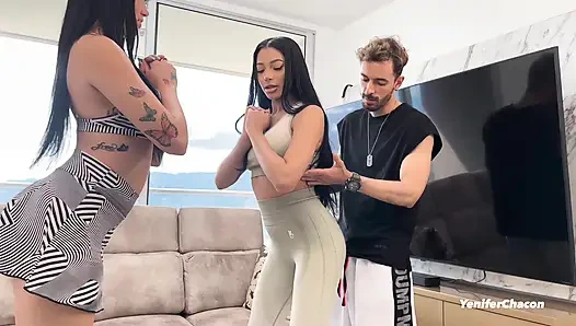 Zwei heiße venezolanische mädchen ficken ihren persönlichen trainer