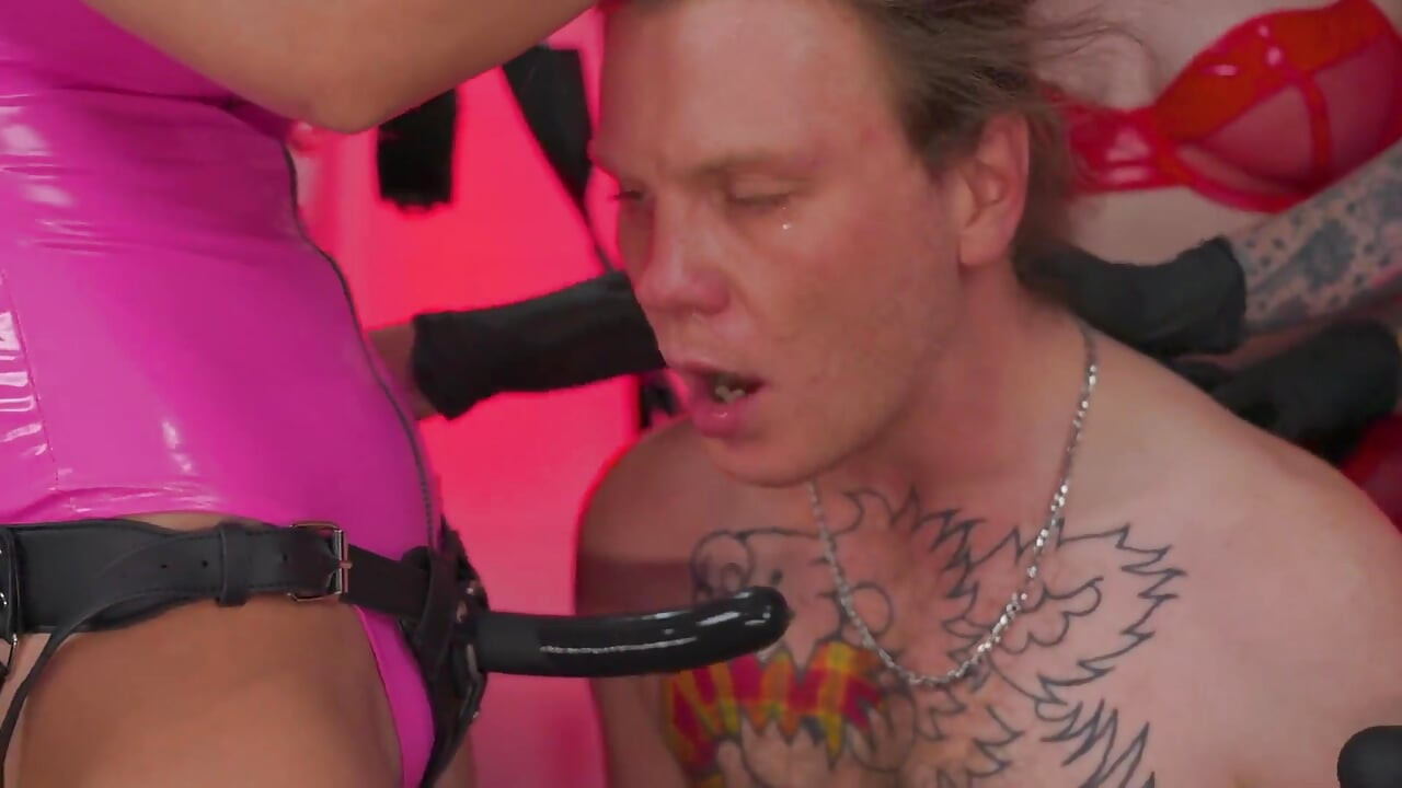 Lucky Bitch Boy Sub Gets His Mouth Fucked and Balls Beaten
