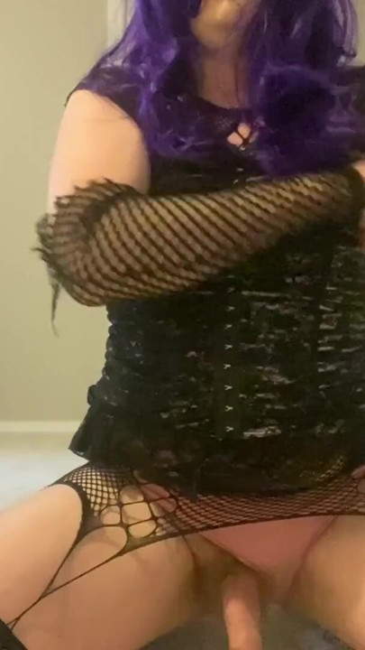 Goth sissy swallows entire load | Clip 1