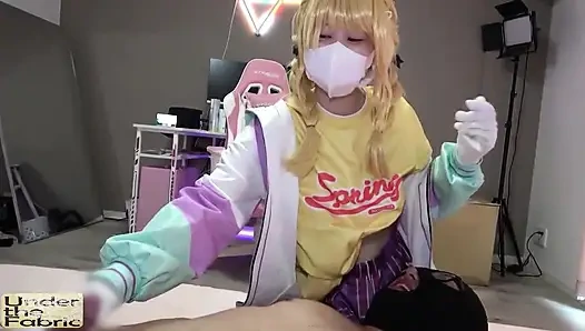 Fluffy Natural G Cup Maria Takes on a Playful Cosplay Foot Tease Challenge.