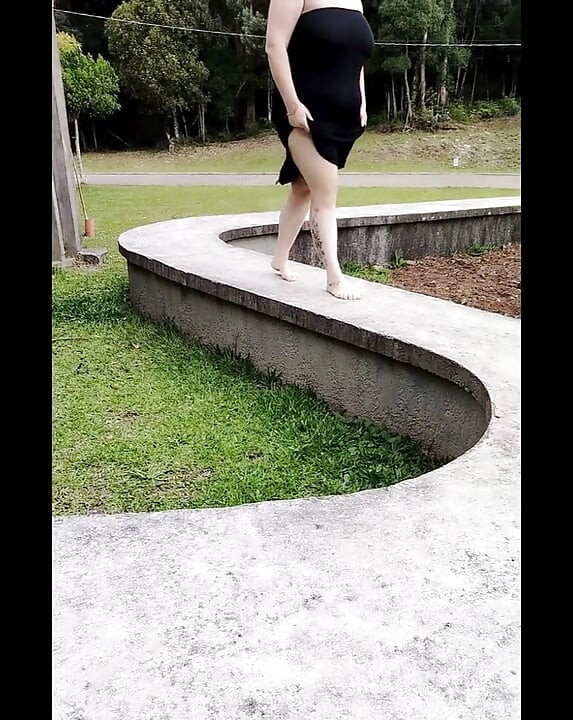 My stepmom in transparent dress in public