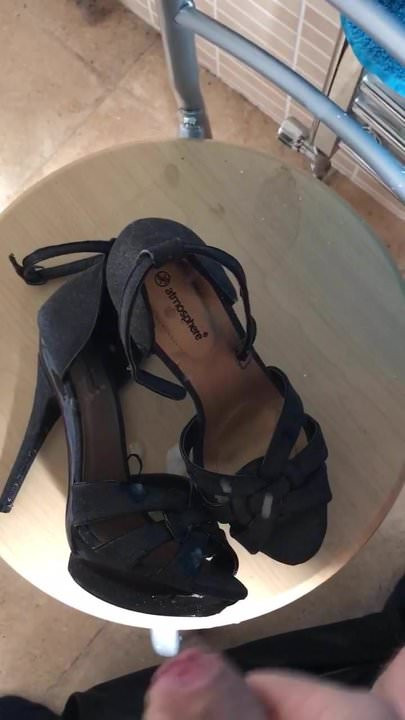 Cum on strappy heels