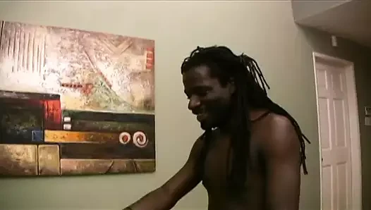 Long haired  fellow scores with black booty peacherino