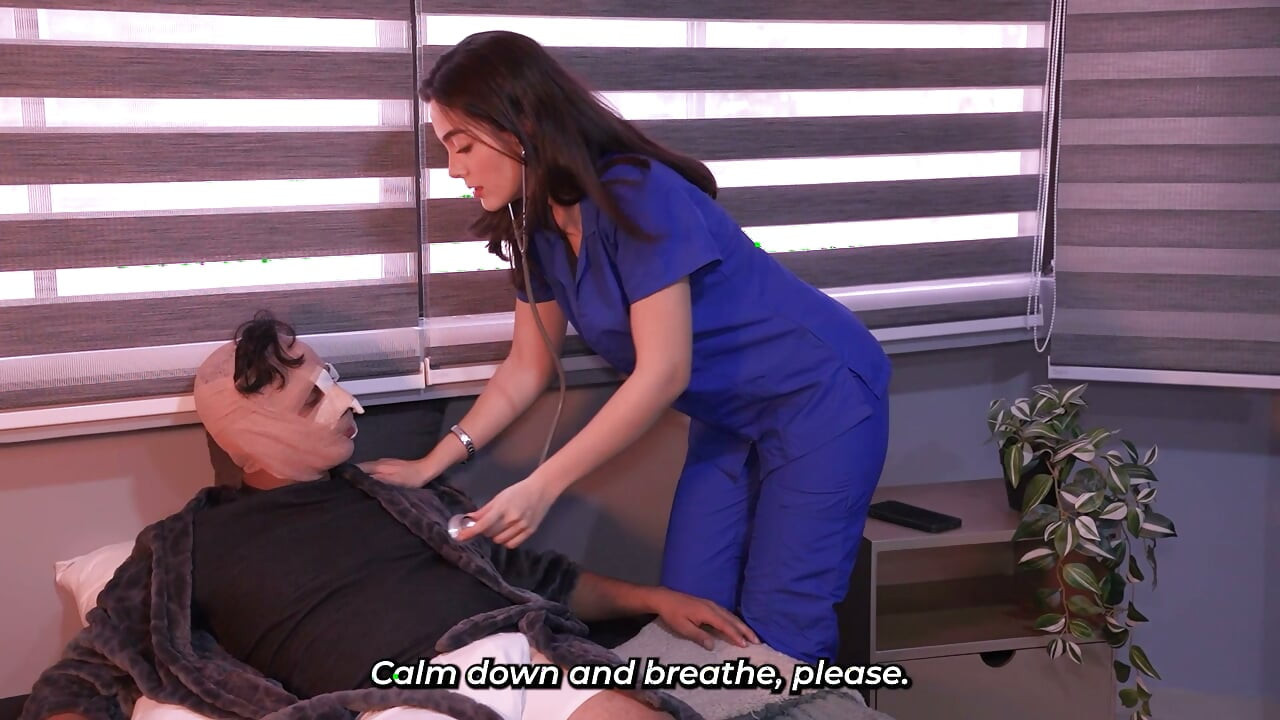 Gorgeous Latina doctor helps her patient cum on her face