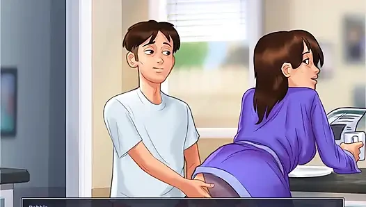 Summertime saga: stepson fingers his stepmom's pussy in the kitchen ep 179