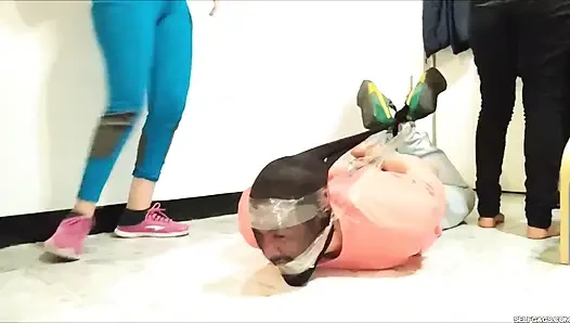 Becoming the Latina Trio's Pantyhosed Bondage Boy-toy