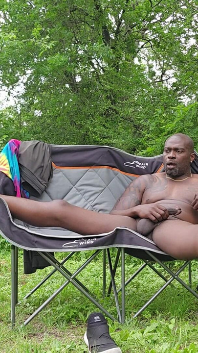 Captivating moment from "Sir Maxximus stroking his Big Black Dick in the Woods"