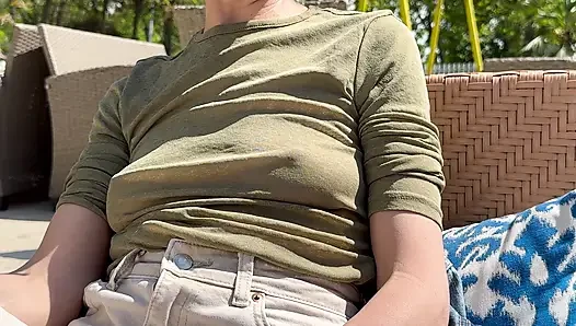 Everyone was looking at my sexy nipples wearing a see through shirt in public beach bar