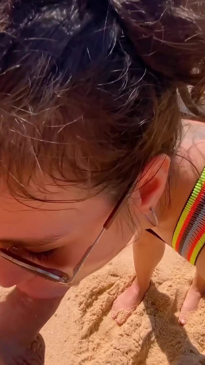 Memorable moment from "public beach drinking 2 liters of pee ,public beach gagging"