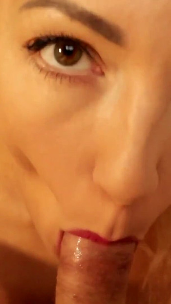 Thrilling moment from "BLOWJOB CLOSE-UP WITH CUM ON TONGUE - HOT MILF SUCKS COCK"