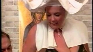 Priest whipping fat nun's ass