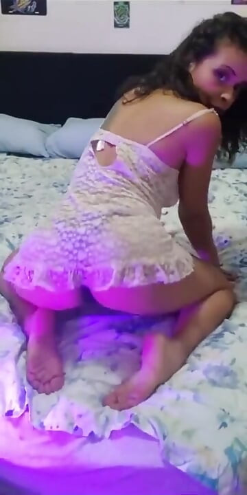 Hot Latina Gets Wet and Masturbates on Her Friend's Bed