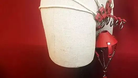 Shibari CBT O ring cock harness with Spiked Parachute and Ga