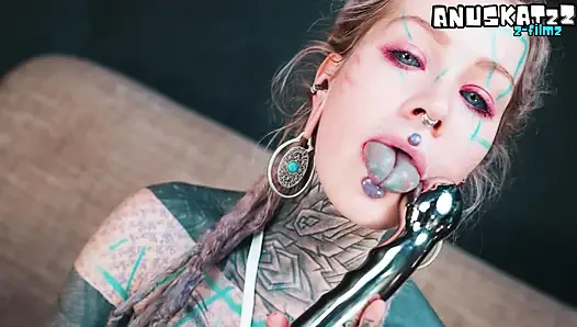 Çelik dildo ile dreadhead anal delik genişletme eğitimi