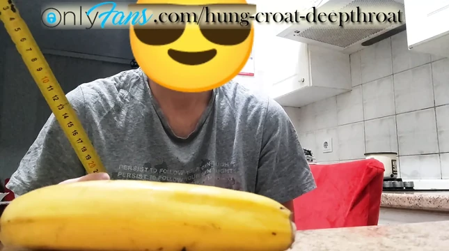 Lot of gagging on big banana deepthroat
