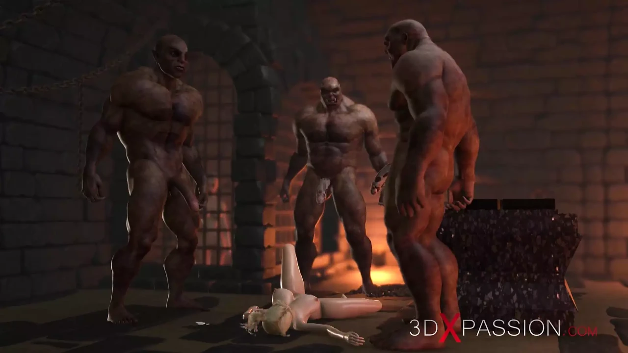 甜美的少女在黑暗的地牢里被兽人狠操