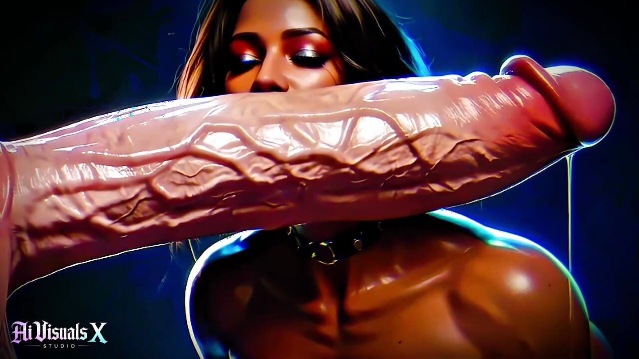 Wielkie cycki i tyłek hebanowe boginie - kult białego kutasa: ciemny ASMR i ekstremalny kontrast (4K AI Animowane porno)