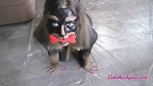 Dober-frau lutscht schwanz, reitet oben und doggystyle, cumshot auf den arsch bekommen