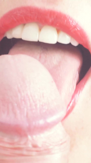 Iconic moment from "20 minutes of hottest cock sucking, tongue edging, cock teasing, hottest blowjob"