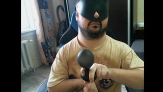 Disabled person trains his mouth before a blowjob