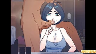 Short haired girl gets face fucked when time is stopped HD