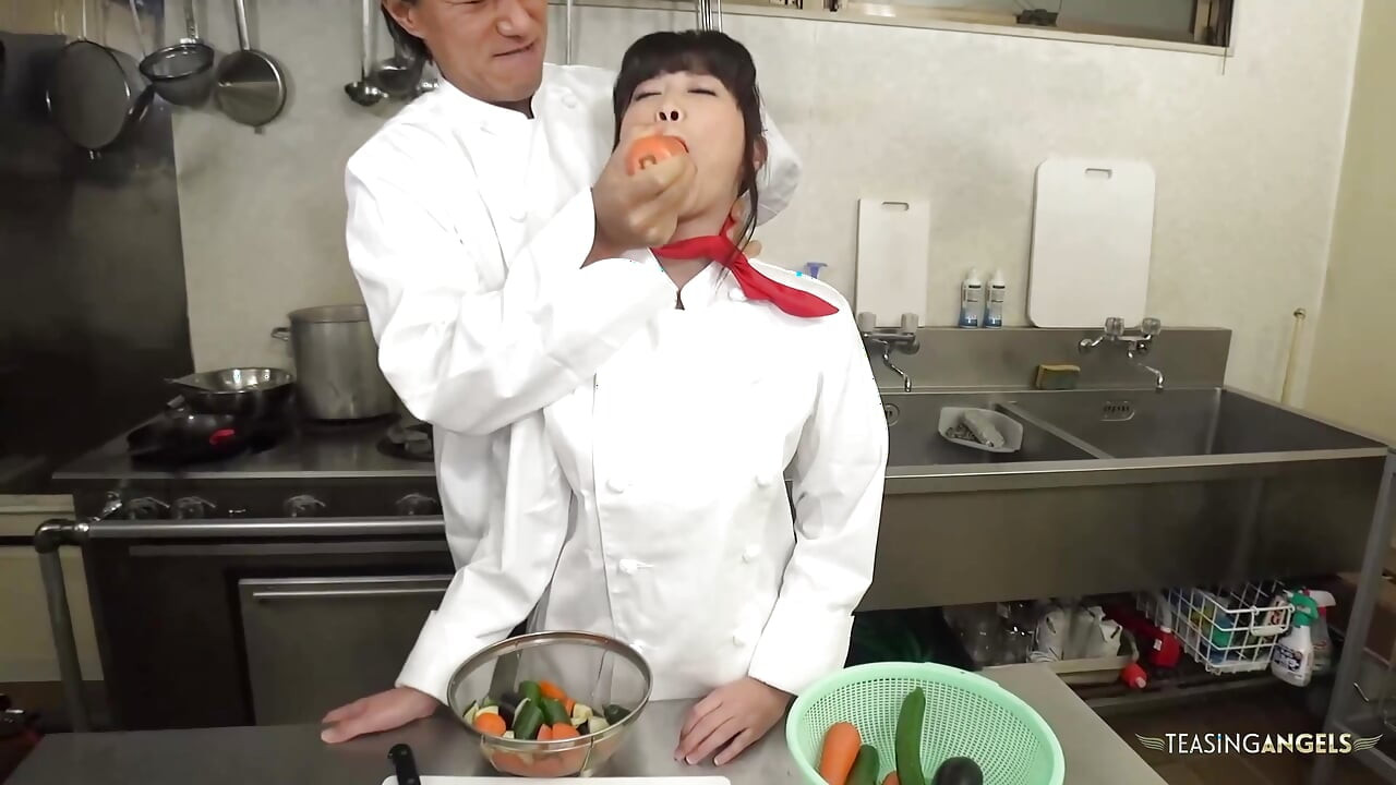 The chef and restaurant management reprimand the Asian cook by instructing her to squeeze thick veggies