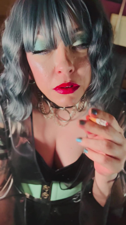 She's A PVC Dream! Tina Snua Smokes 2 Cigarettes With Drifts, Snap Inhales & OMI. Cough, Smoking Smoker | Clip 2
