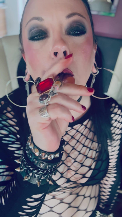 Gothic Girl Tina Snua In Pigtails Smokes A Cigarette In A Holder & Lighting Up With Matches | Clip 1