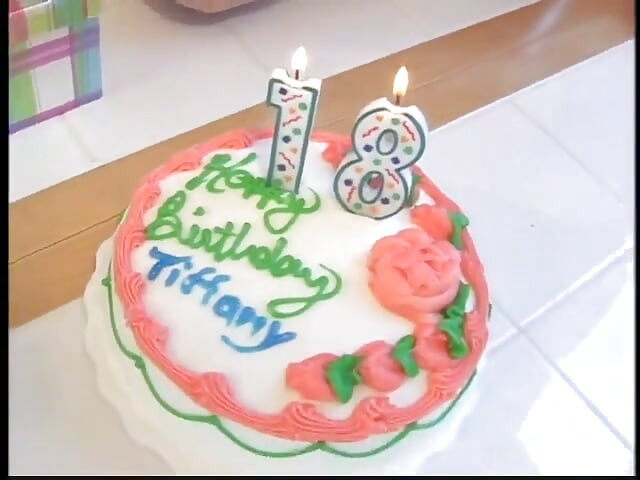 Cute brunette teen got special present on her 18th anniversary
