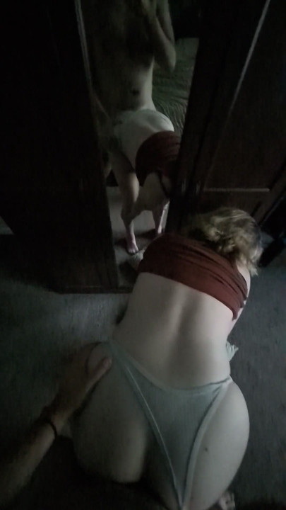 Blonde bitch fucked from behind in mirror | Clip 1