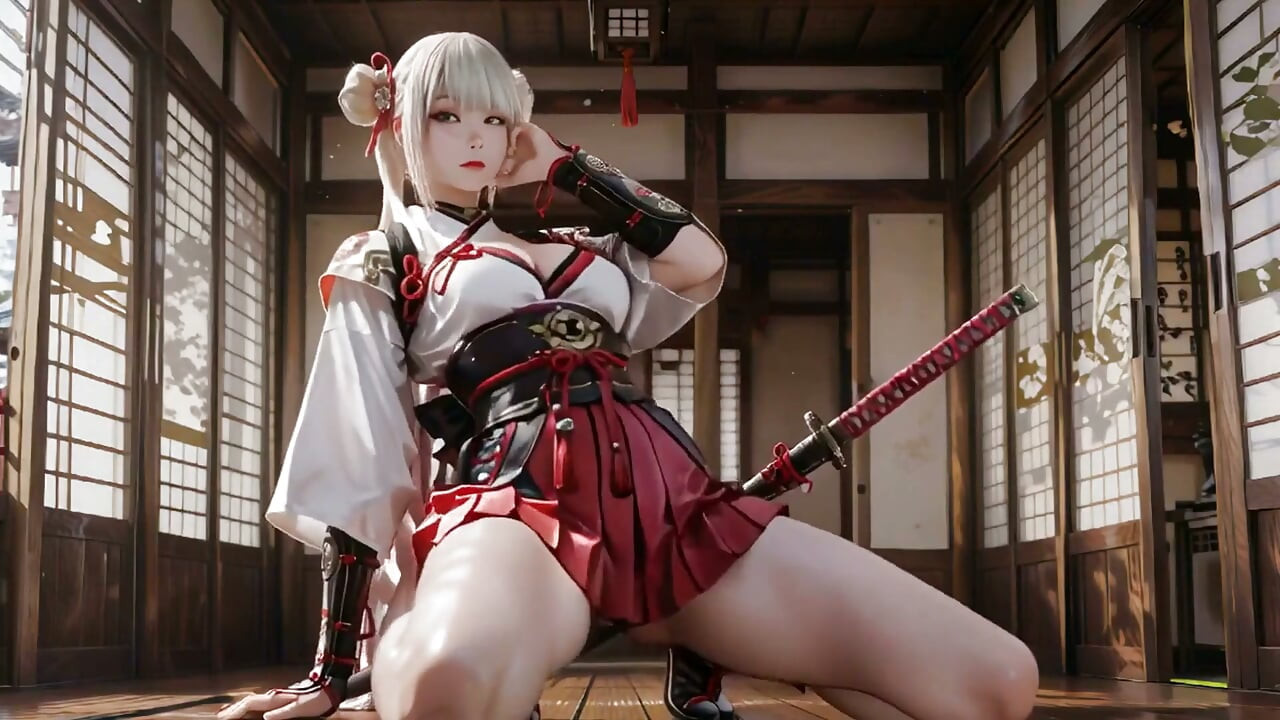 Guerrière en kimono rouge et blanc !