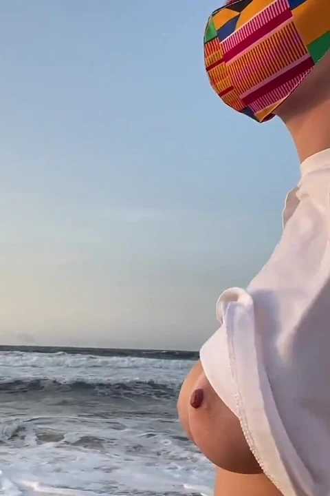 Blonde Amateur with Big Tits Is Walking Without a Bra